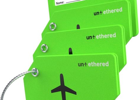 Untethered 4-Pack Luggage Tag Set | Luggage Tags, Luggage Tags for Suitcases, Bag Tag, Luggage Tags 4 Pack, Suitcase Tags, Identifiers Travel Bag Tags for Luggage, Name Travel Tags for Luggage